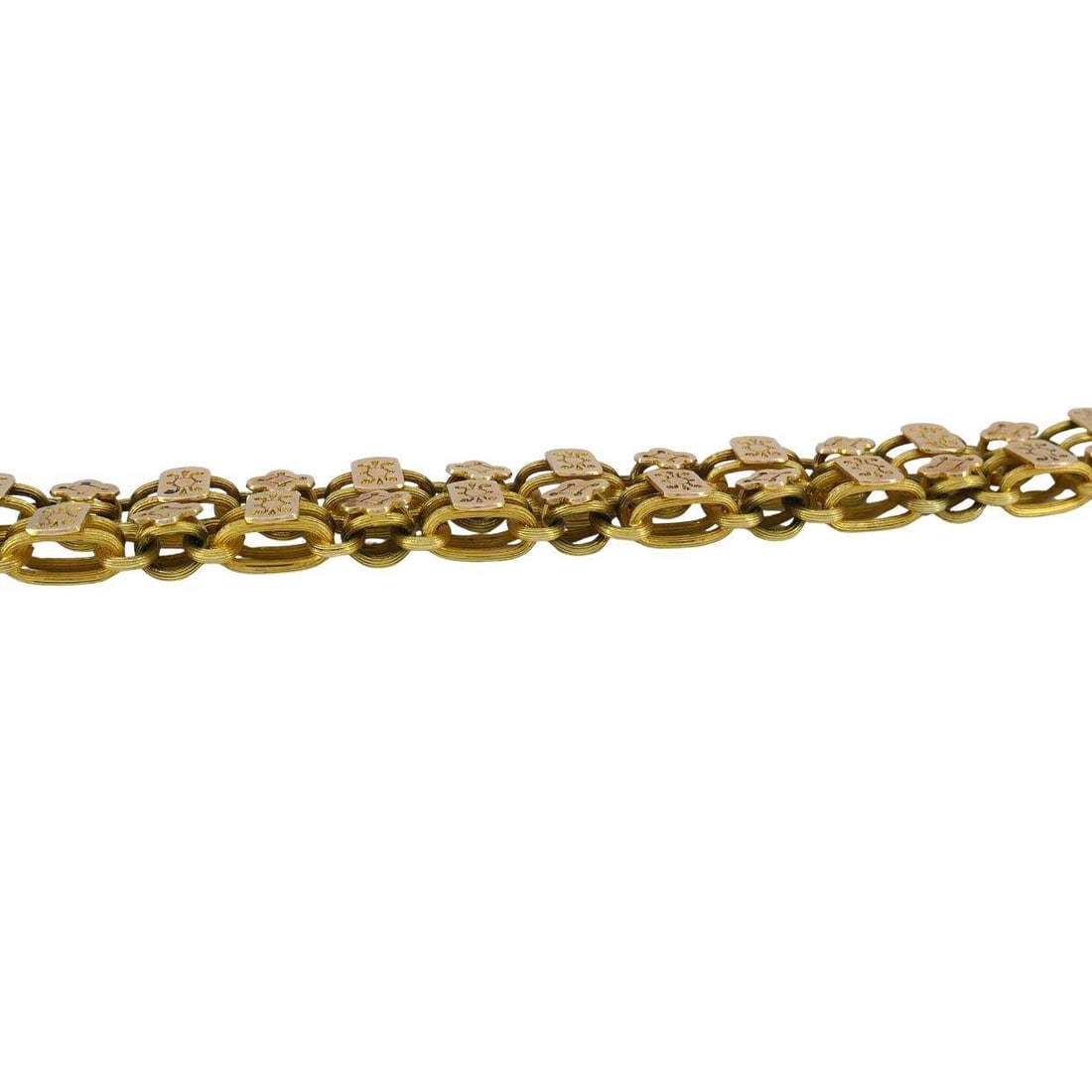 Antique Victorian 14K Two-Tone Gold Ornate Link Chain Necklace - 4