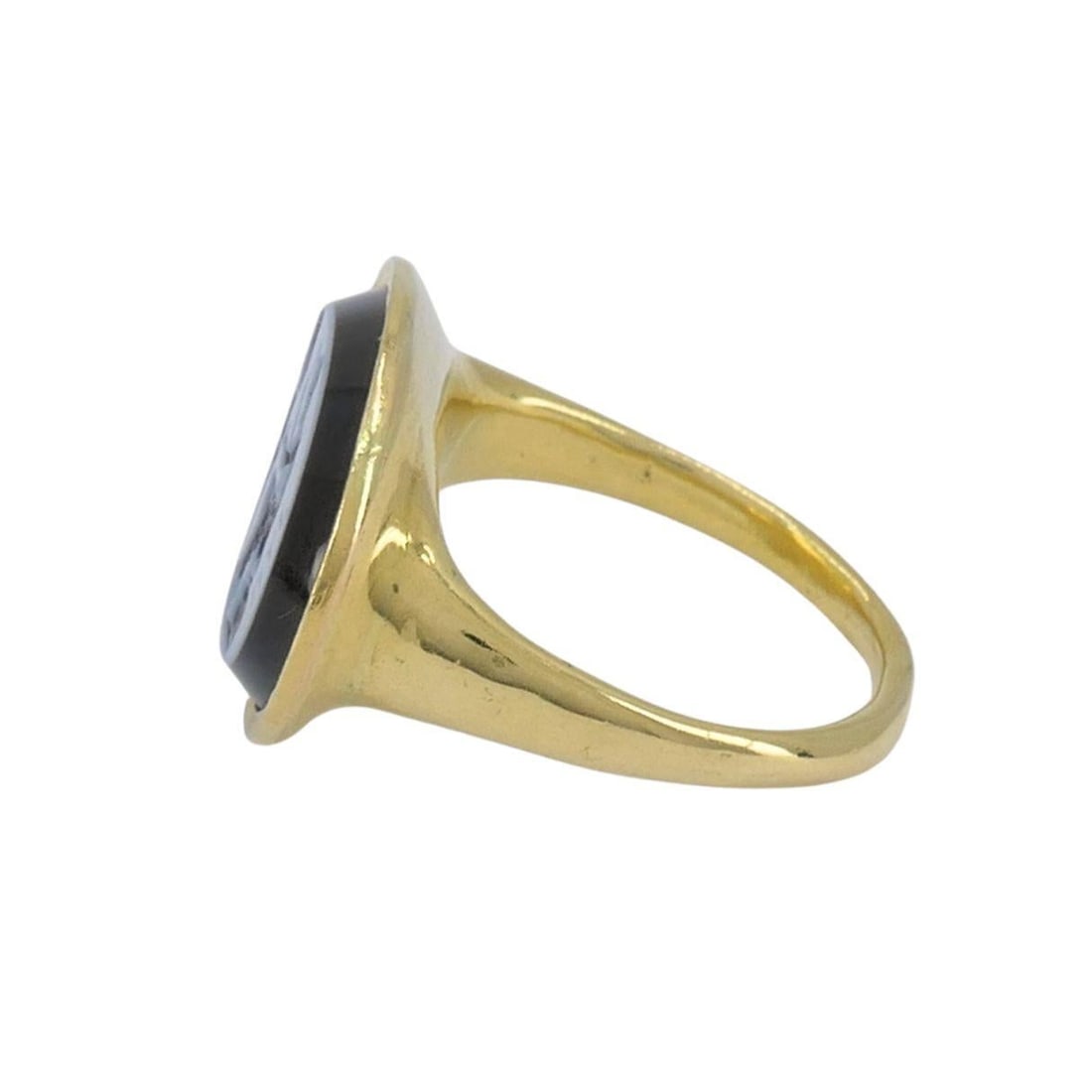 Vintage 18k Gold Hardstone Intaglio Signet Ring - 5