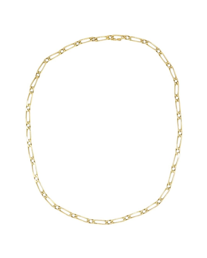 Vintage Chain Necklace French 18k Gold Figaro Link - 3