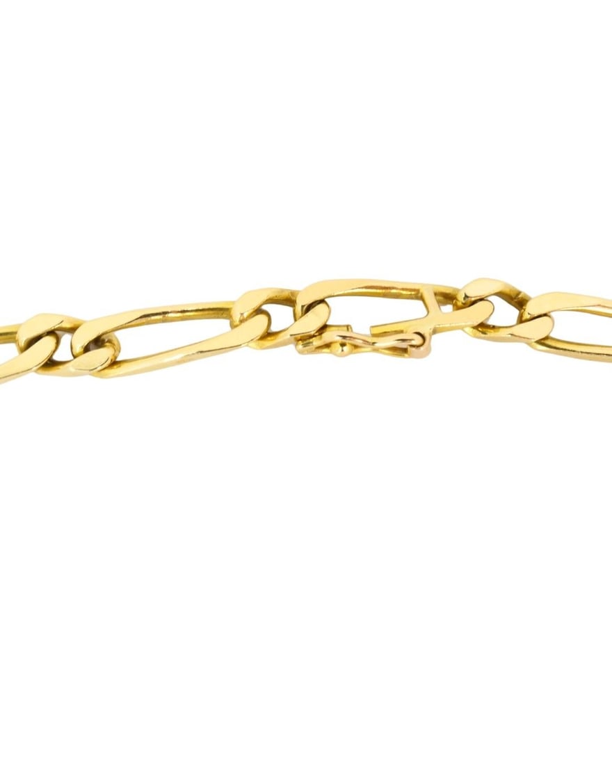 Vintage Chain Necklace French 18k Gold Figaro Link - 4