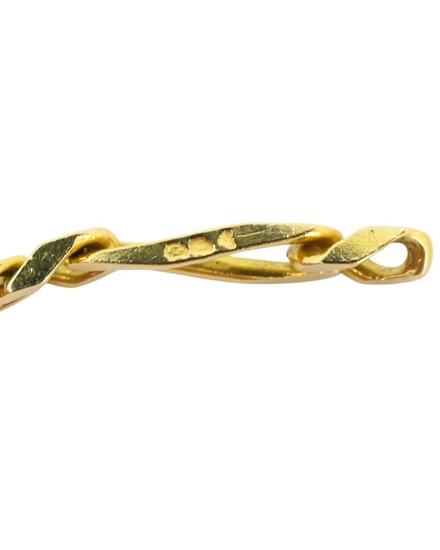 Vintage Chain Necklace French 18k Gold Figaro Link - 5
