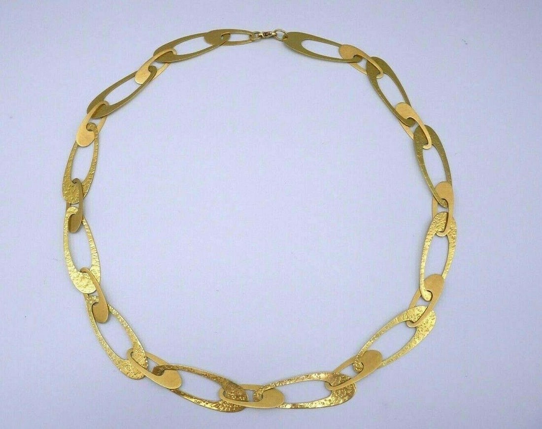Vintage 14k Yellow Gold Flat Link Necklace - 4