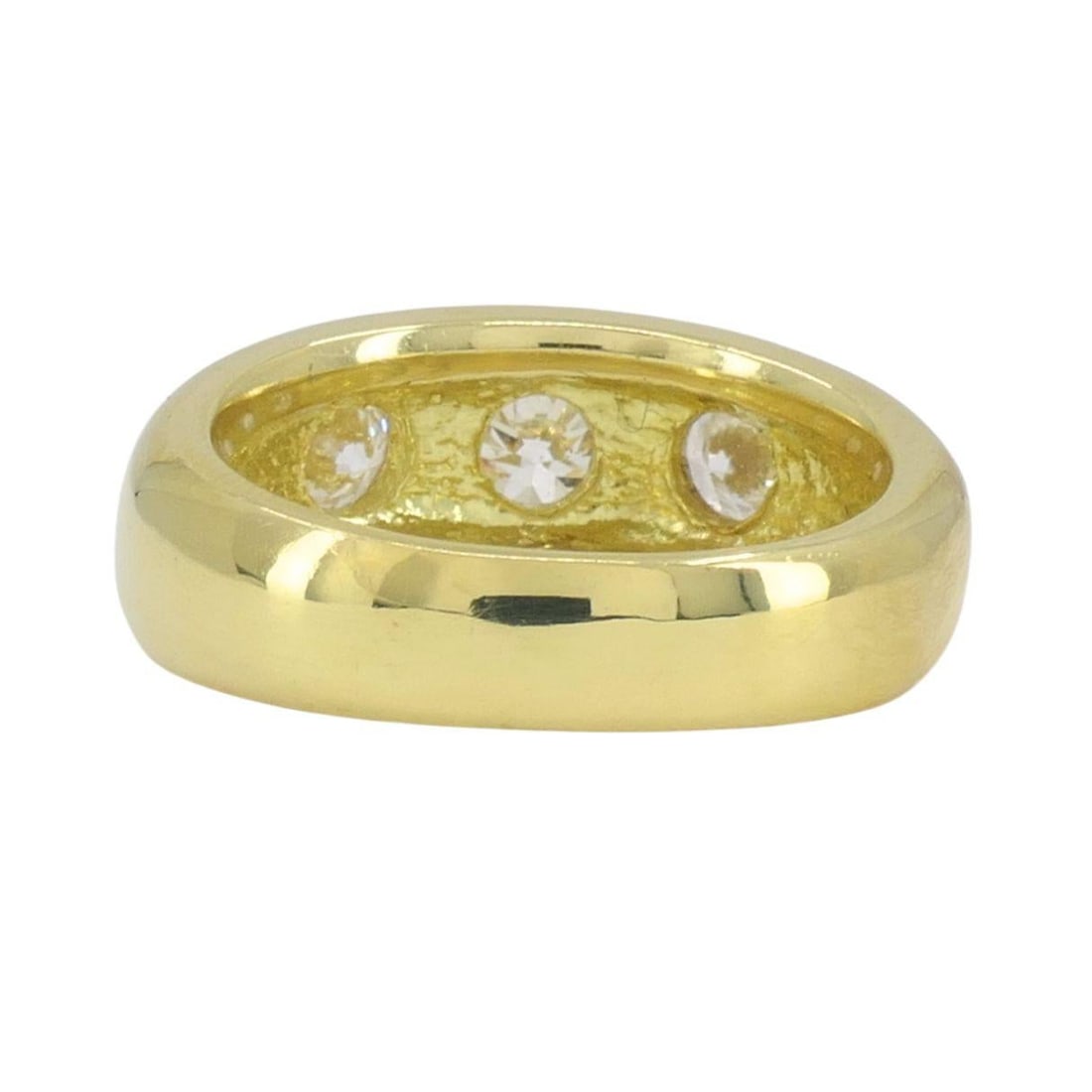 Vintage 18k Yellow Gold Three Stone Diamond Gypsy Ring - 5