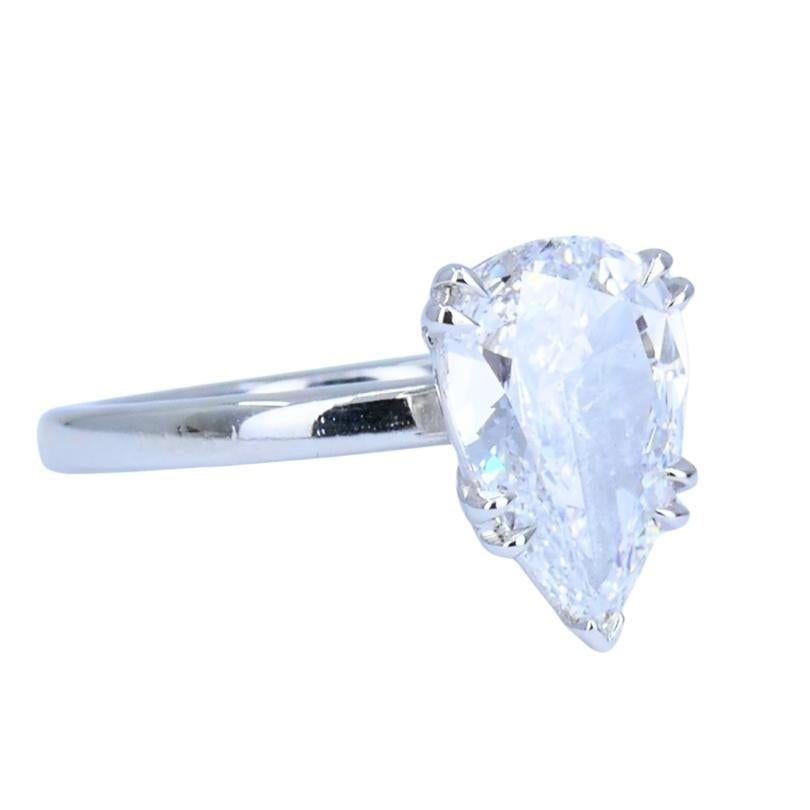 Pear Shaped Diamond Platinum Engagement Ring 1.71 carat GIA D VS2 - 2