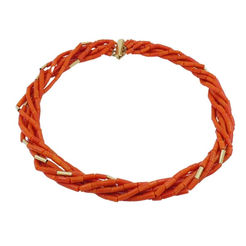 Van Cleef and Arpels Necklace Multi-Strand 14k Gold Coral Beads - 2