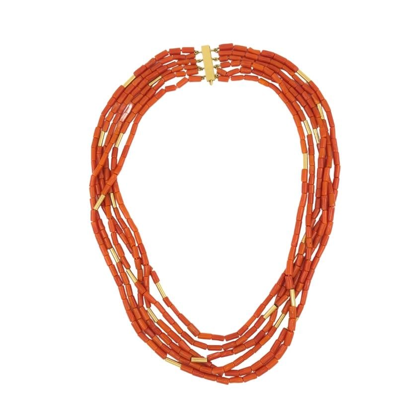 Van Cleef and Arpels Necklace Multi-Strand 14k Gold Coral Beads - 3