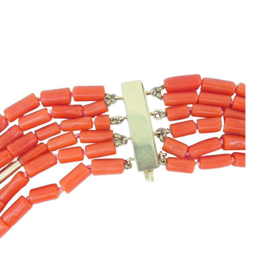 Van Cleef and Arpels Necklace Multi-Strand 14k Gold Coral Beads - 4