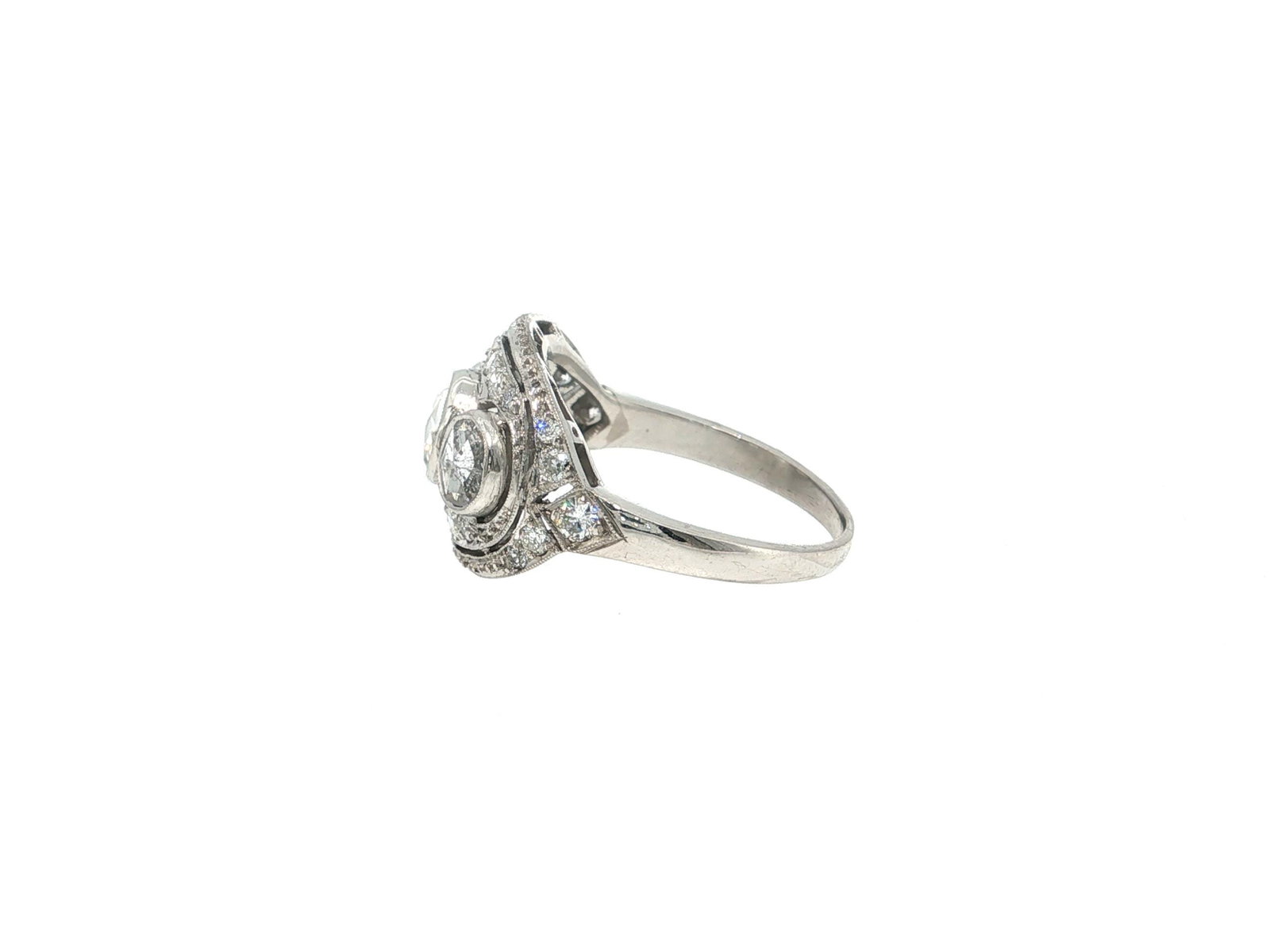 Vintage Rose-Cut Diamond Filigree Trio Cocktail Ring in Platinum - 2