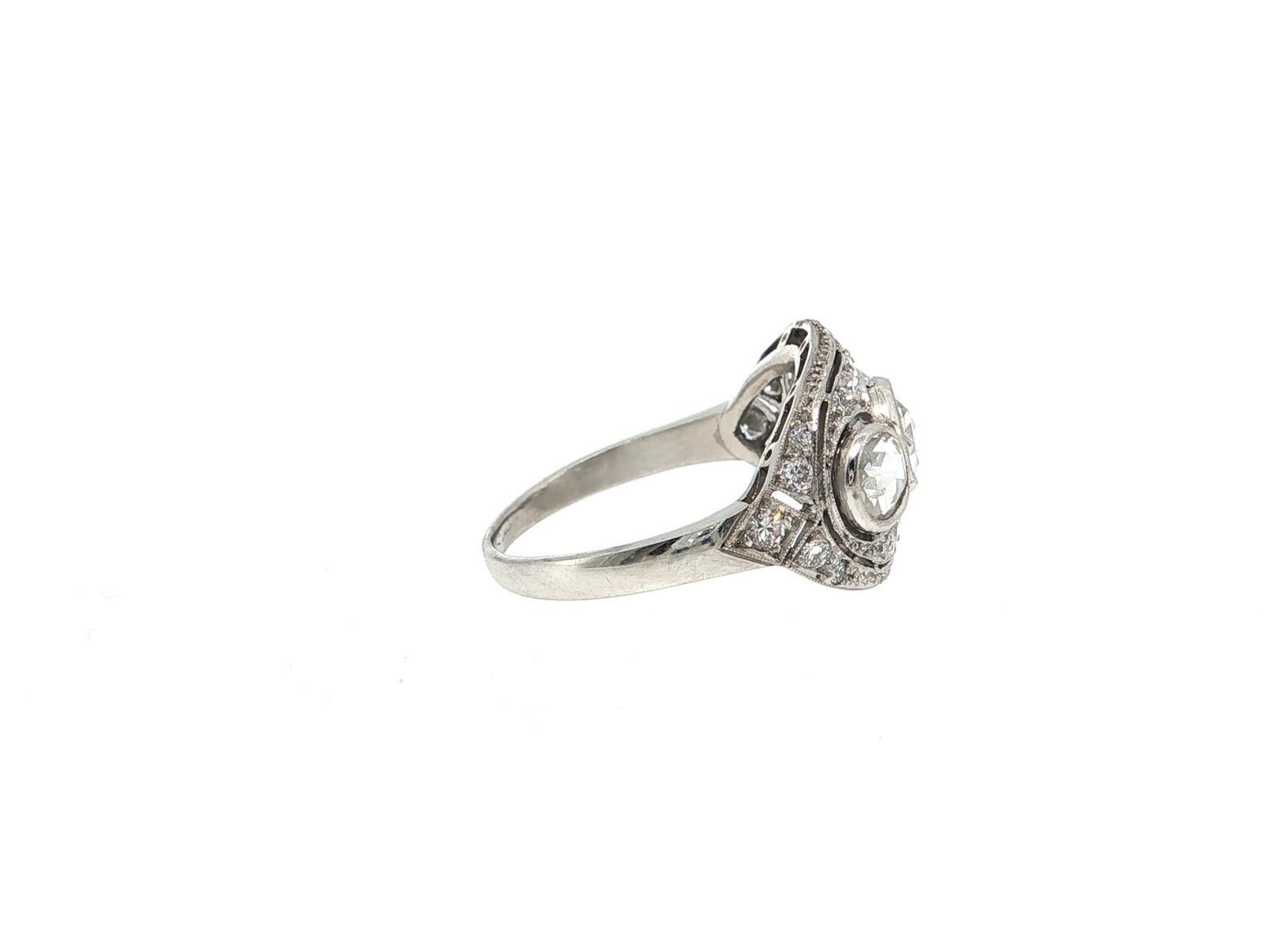 Vintage Rose-Cut Diamond Filigree Trio Cocktail Ring in Platinum - 3