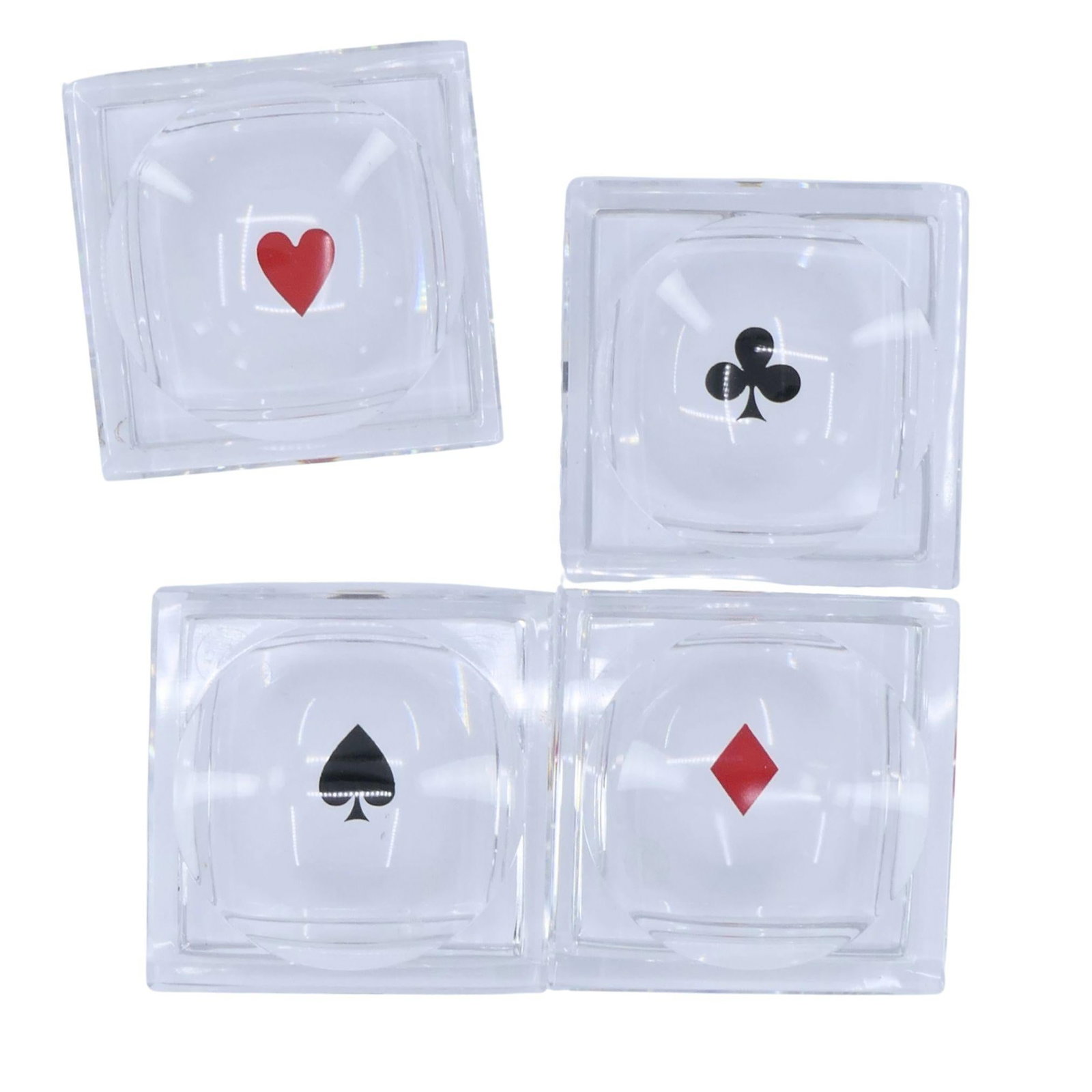 Baccarat France Crystal Glass Playing Card Trinket Ash Trays - 2