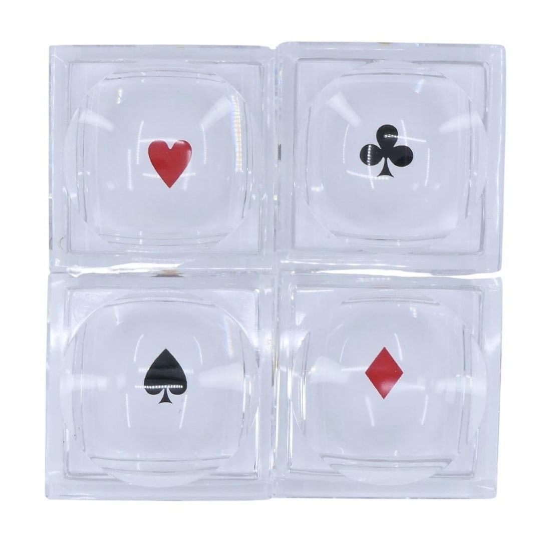 Baccarat France Crystal Glass Playing Card Trinket Ash Trays - 4