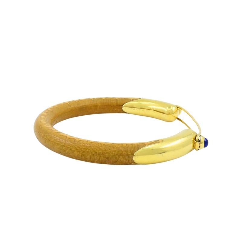 Rare Elsa Peretti for Tiffany & Co. Gold Lapis Lazuli Rattan Bracelet - 3