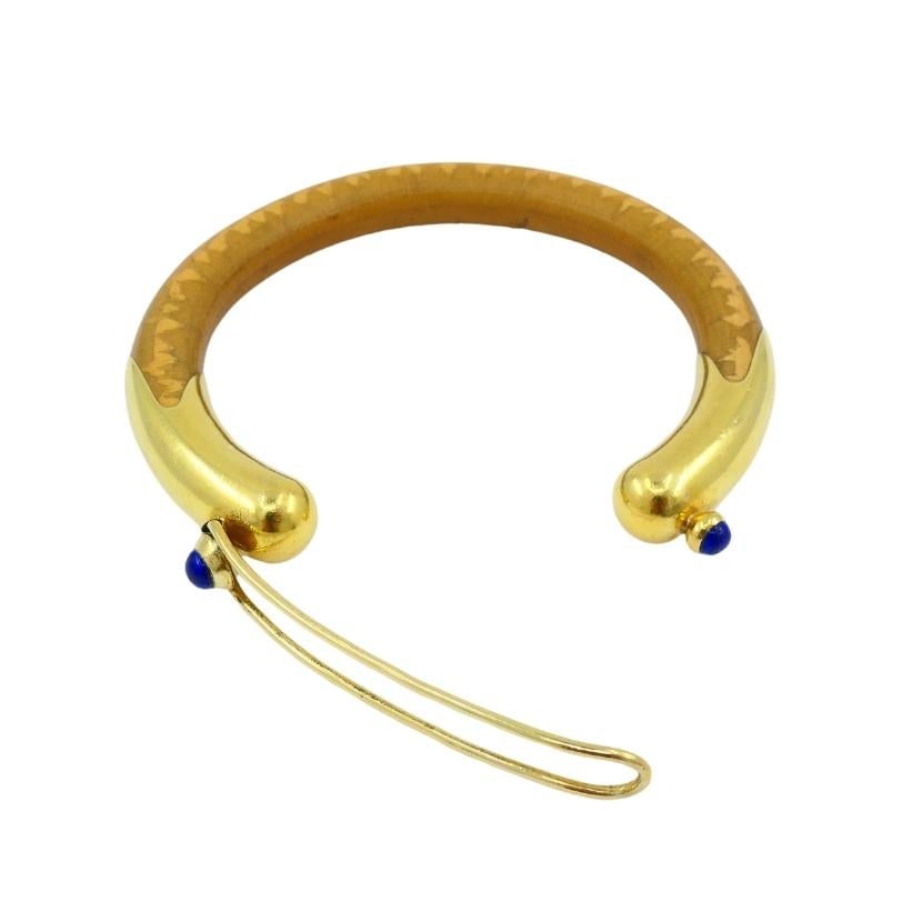 Rare Elsa Peretti for Tiffany & Co. Gold Lapis Lazuli Rattan Bracelet - 5