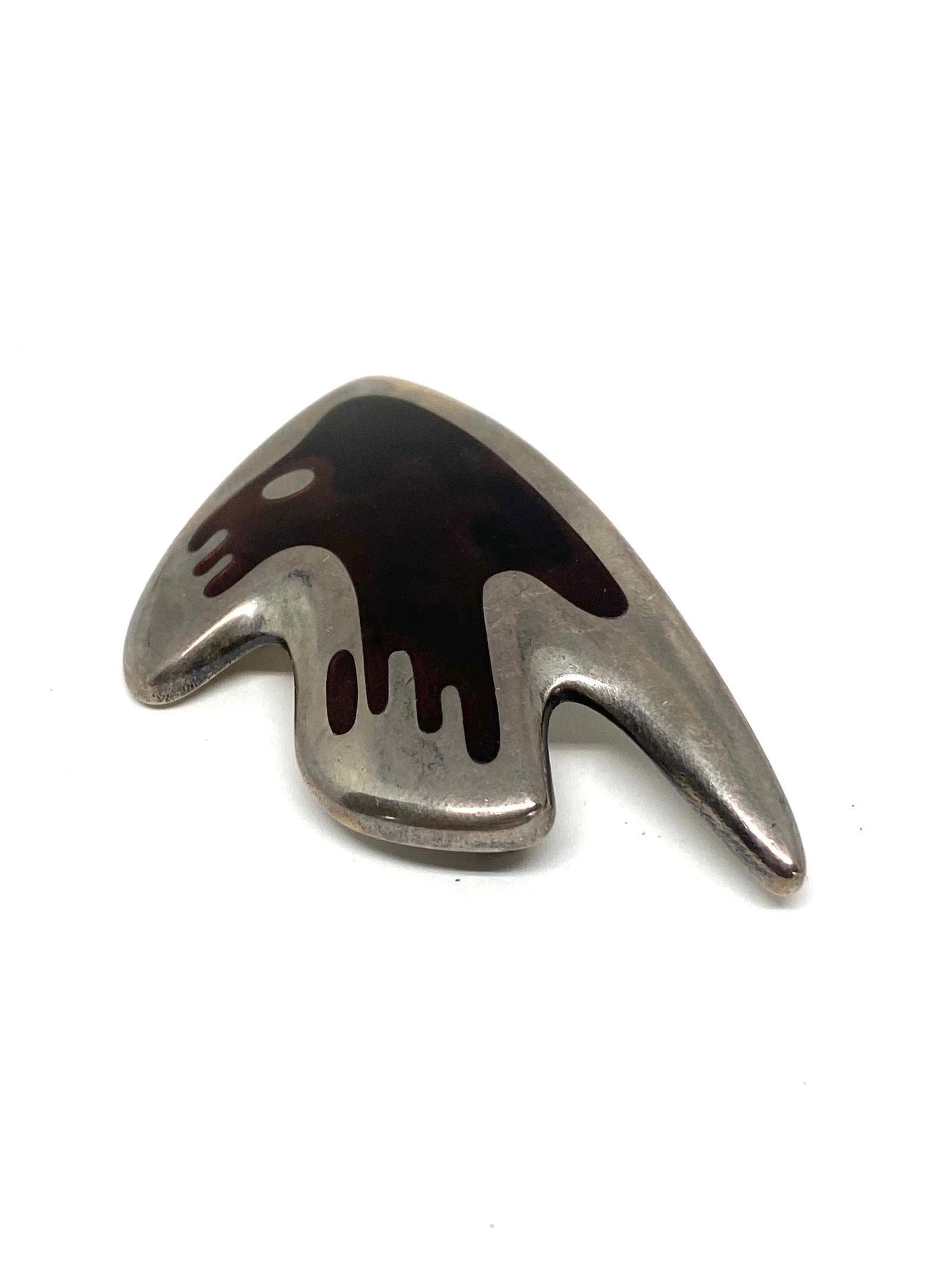 Mid- Century Modern Georg Jensen Sterling Silver & Enamel Abstract Brooch #307 - 3