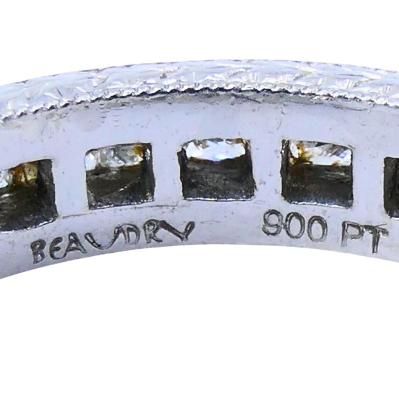 Michael Beaudry Princess Cut Diamond Eternity Band Platinum Size 6 Wedding Ring - 5