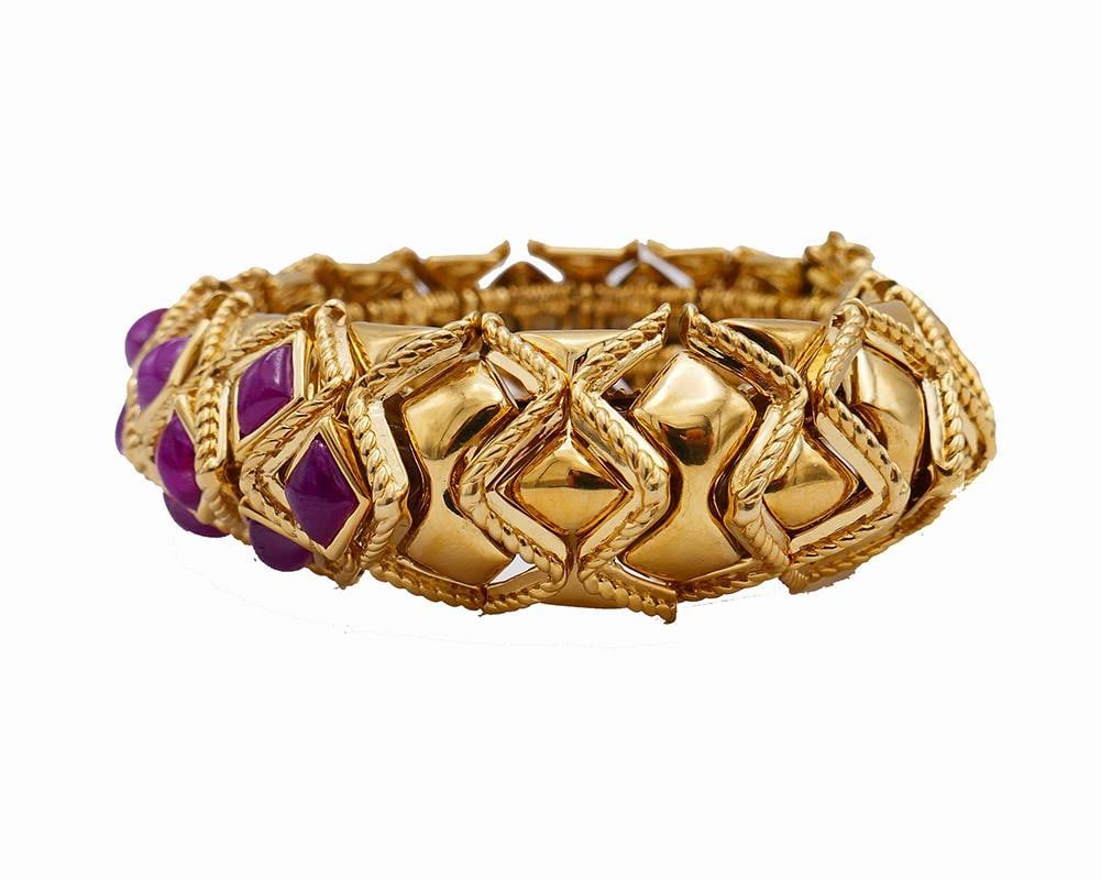 Sabbadini Vintage Bracelet 18k Gold Ruby Jewelry, Italy - 5
