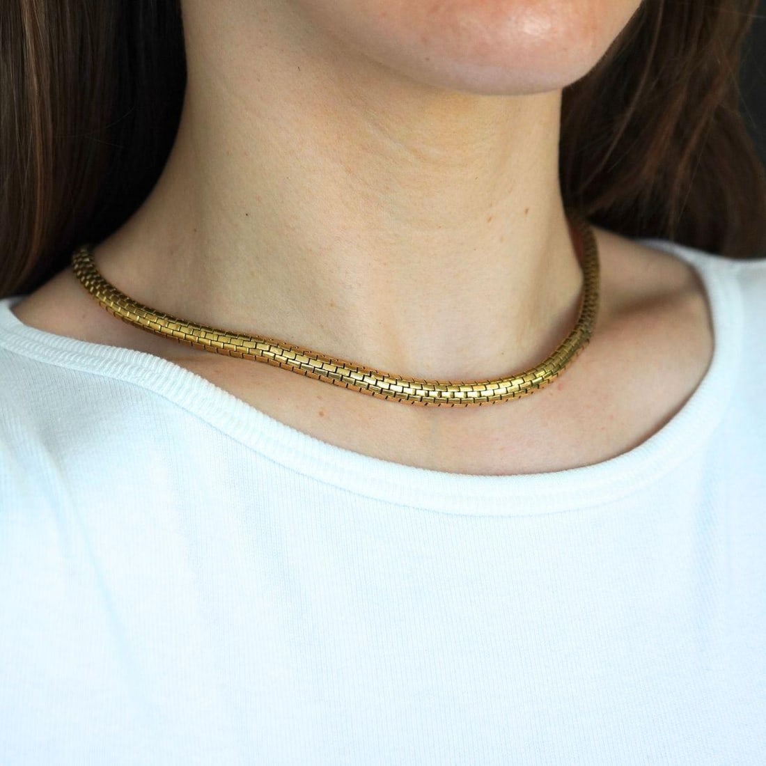 Cartier Paris 18k Gold Flexible Link Collar Necklace Mid-Century - 2