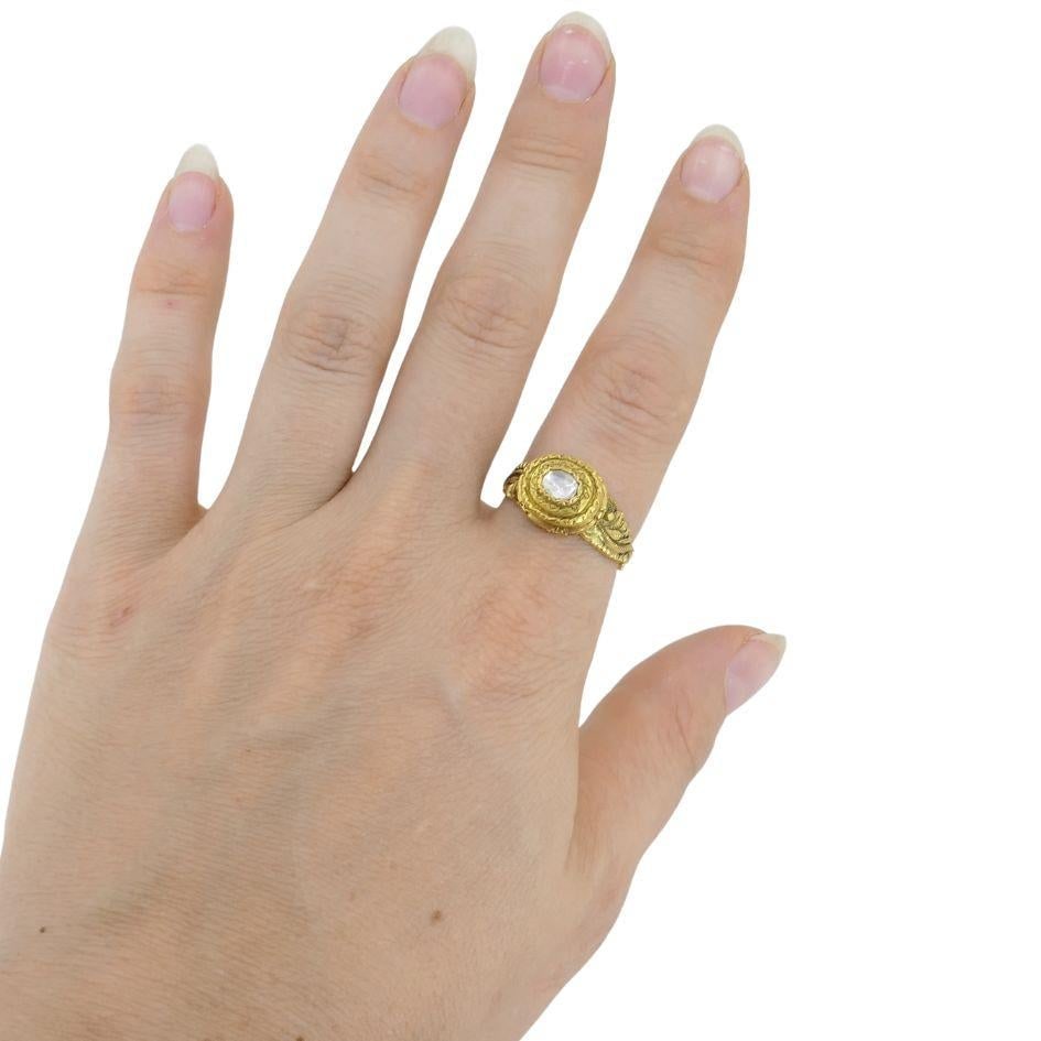 Antique 22k Gold Diamond Handmade Ring - 2