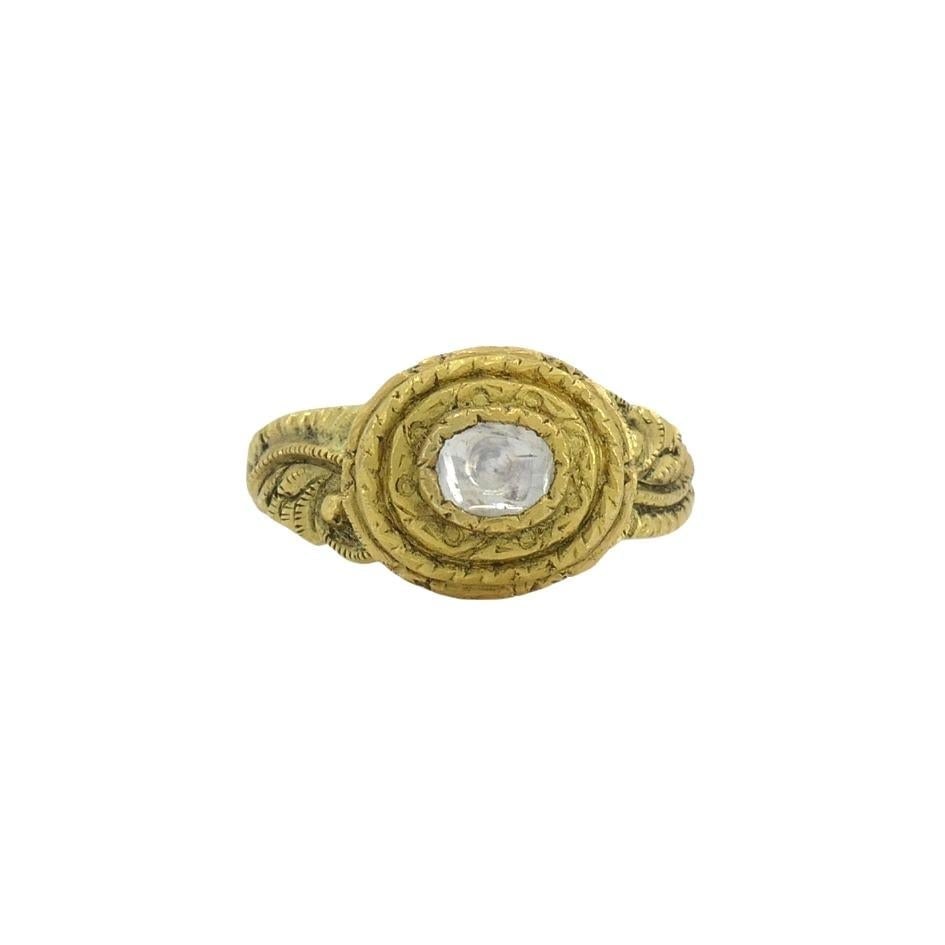 Antique 22k Gold Diamond Handmade Ring - 3