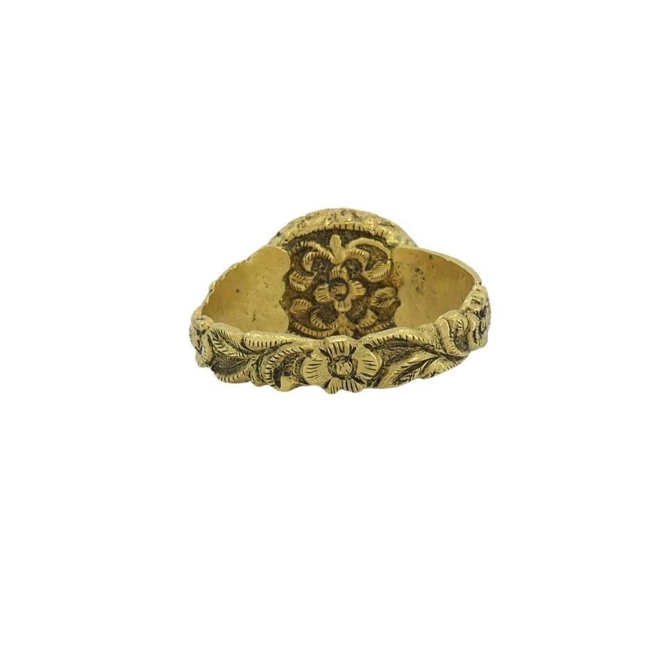 Antique 22k Gold Diamond Handmade Ring - 5