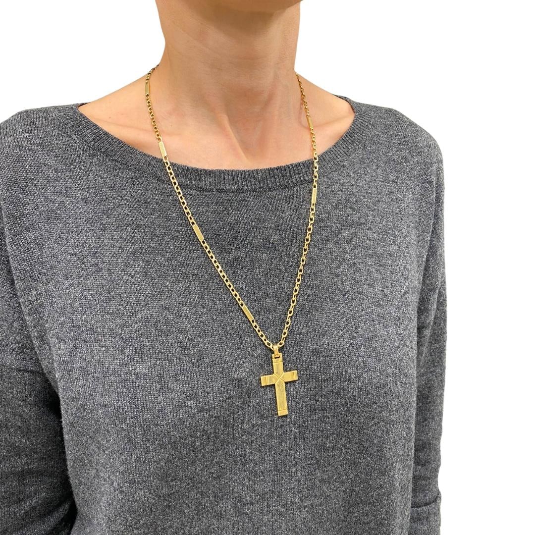 Vintage 14k Gold Cross Pendant Necklace - 3