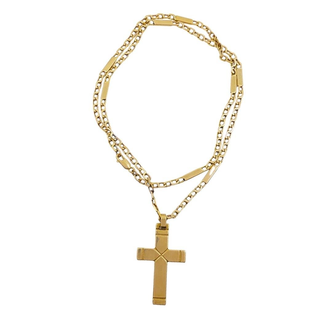 Vintage 14k Gold Cross Pendant Necklace - 4