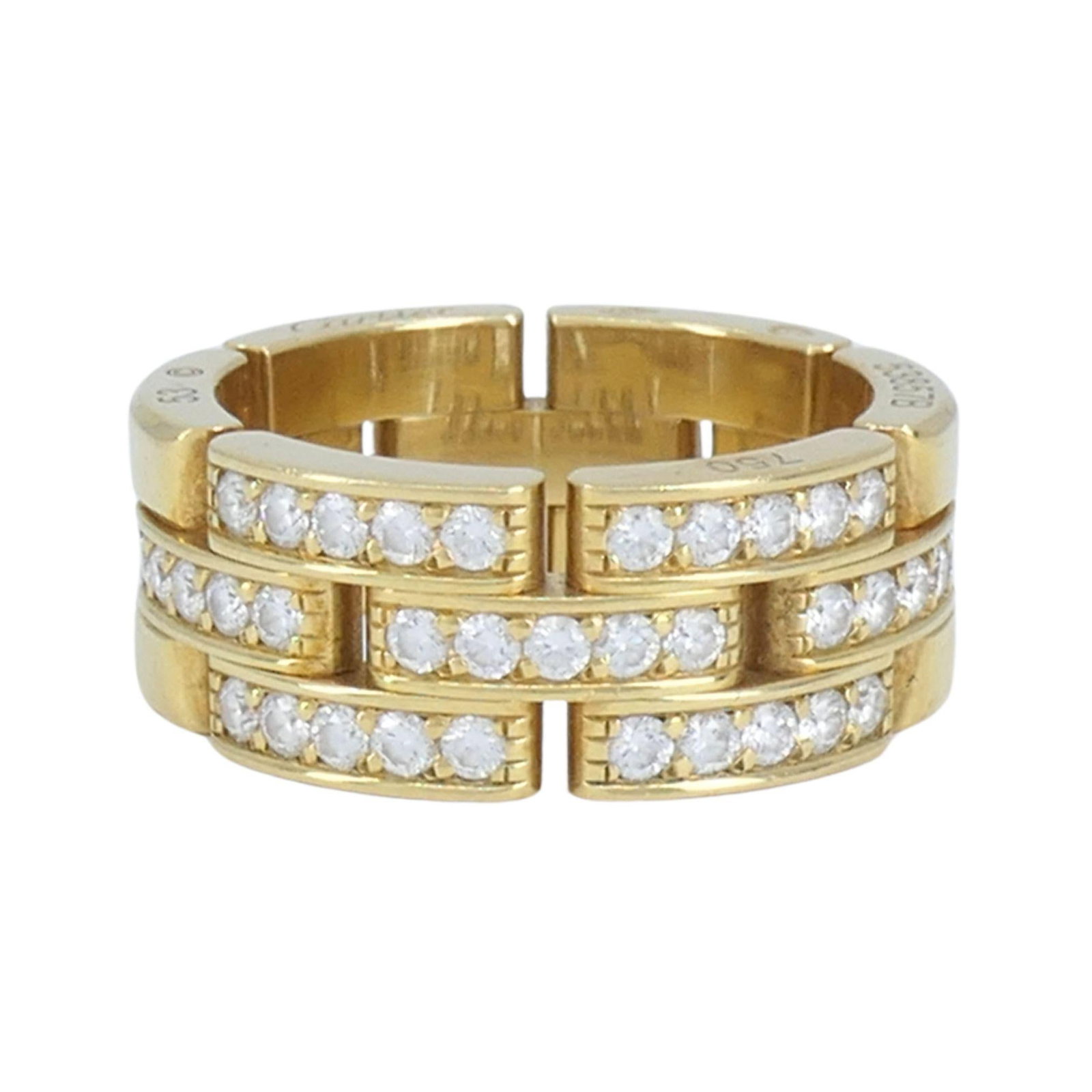 Cartier 18k Gold Diamond Triple Row Maillon Panthere Ring - 3