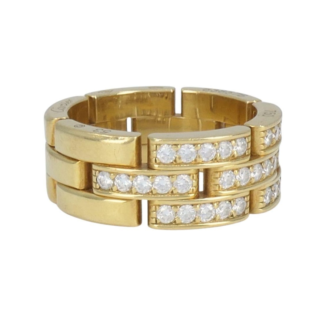 Cartier 18k Gold Diamond Triple Row Maillon Panthere Ring - 4