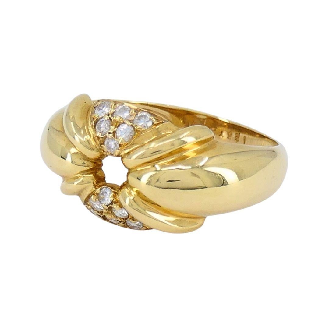Vintage Chaumet Paris 18k Gold Diamond Ring Original Box - 5