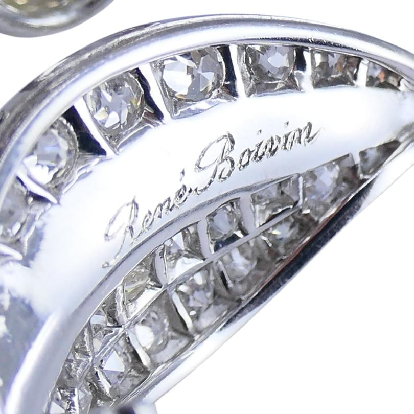 Antique Rene Boivin Platinum Diamond Brooch Circa 1880s Estate Jewelry - 3