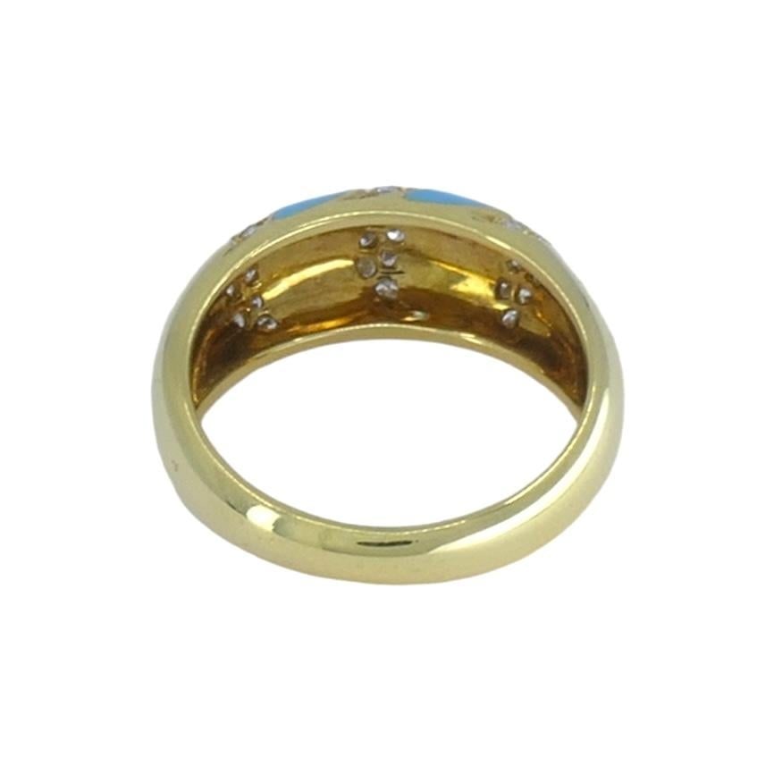 1960s Tiffany & Co. 18k Gold Turquoise Diamond Ring - 4