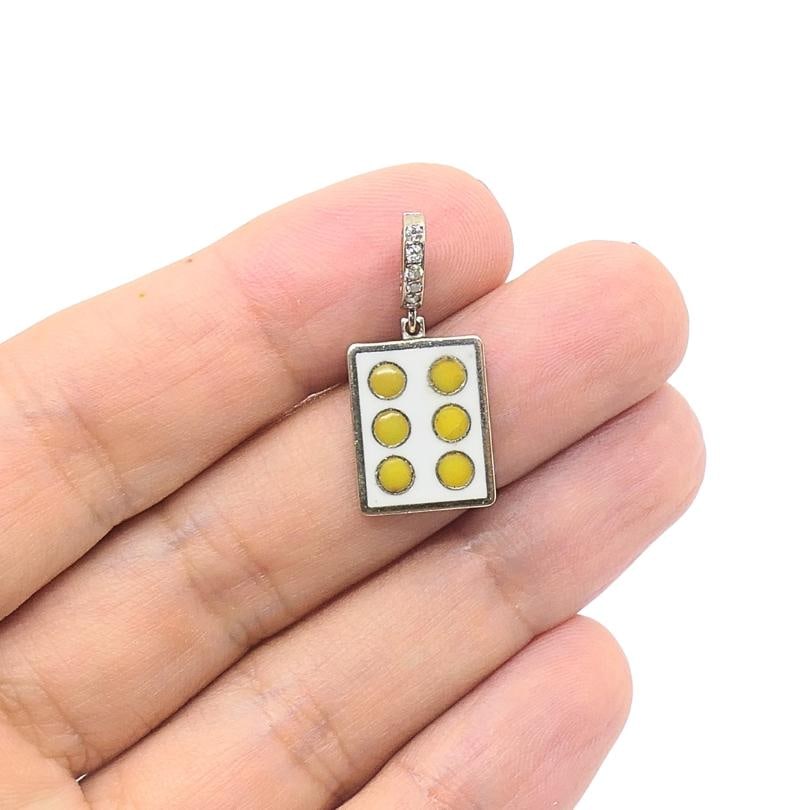 Vintage 12k Gold Domino Six Charm Pavé Diamond Bail - 2