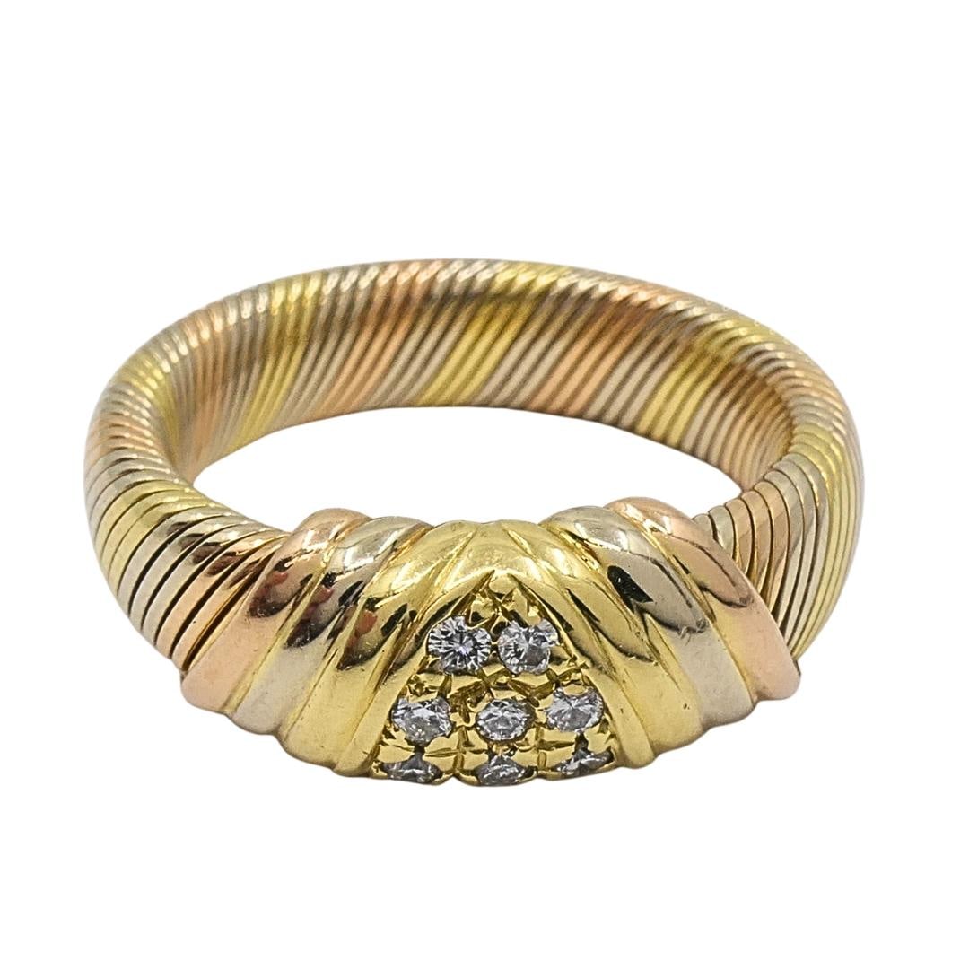 Cartier 18k Tri-Color Gold Diamond Band Ring - 4