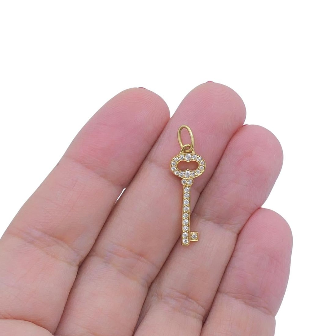 Tiffany & Co. 18k Yellow Gold Diamond Key Pendant - 2