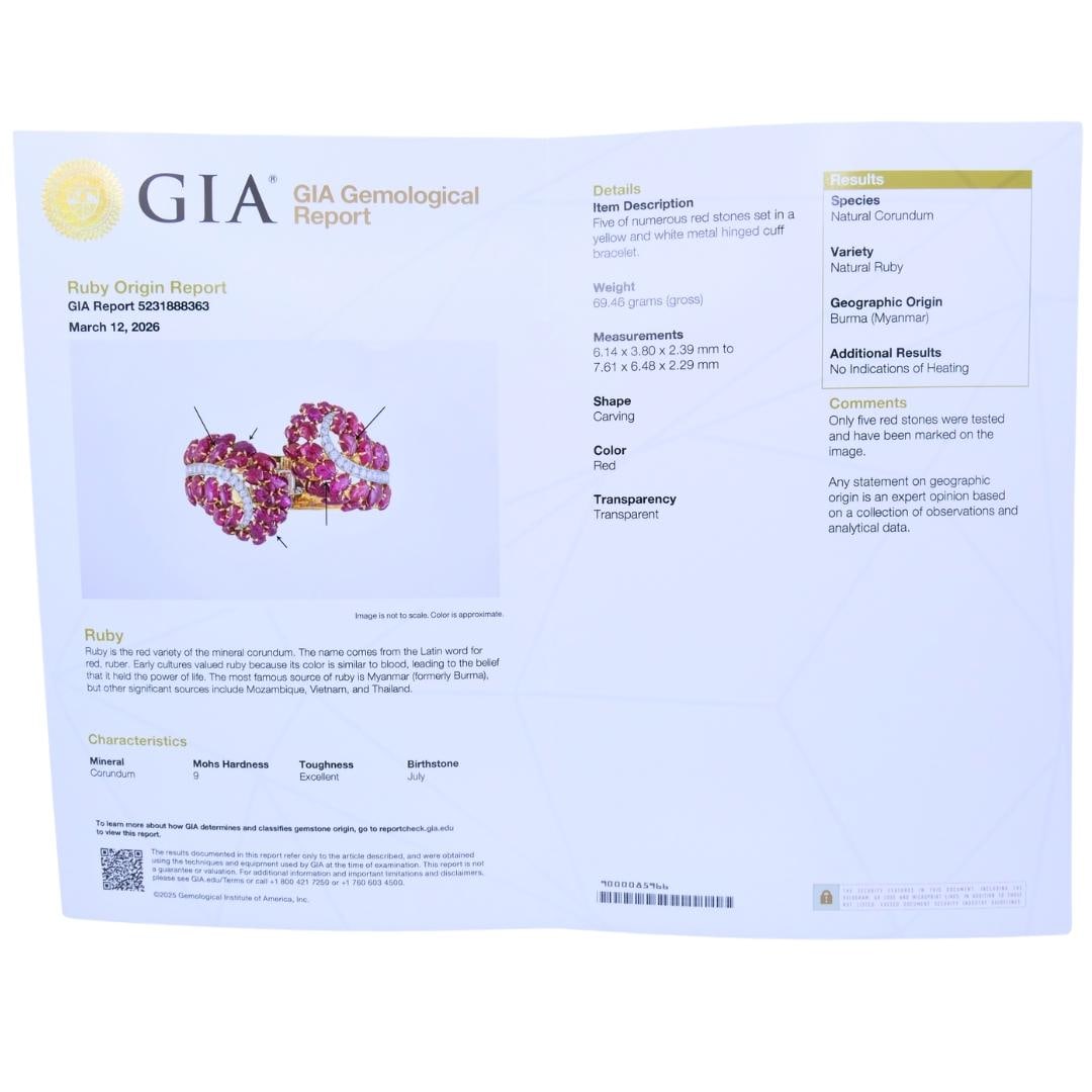 Boucheron Ruby Bracelet Diamond Gold Platinum Burmese Ruby GIA, French - 2