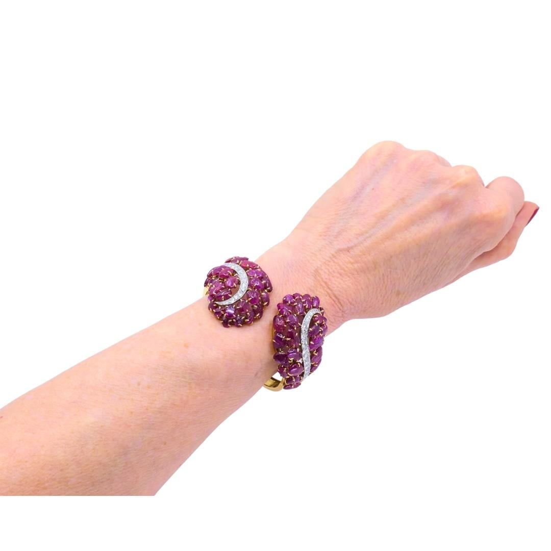 Boucheron Ruby Bracelet Diamond Gold Platinum Burmese Ruby GIA, French - 4