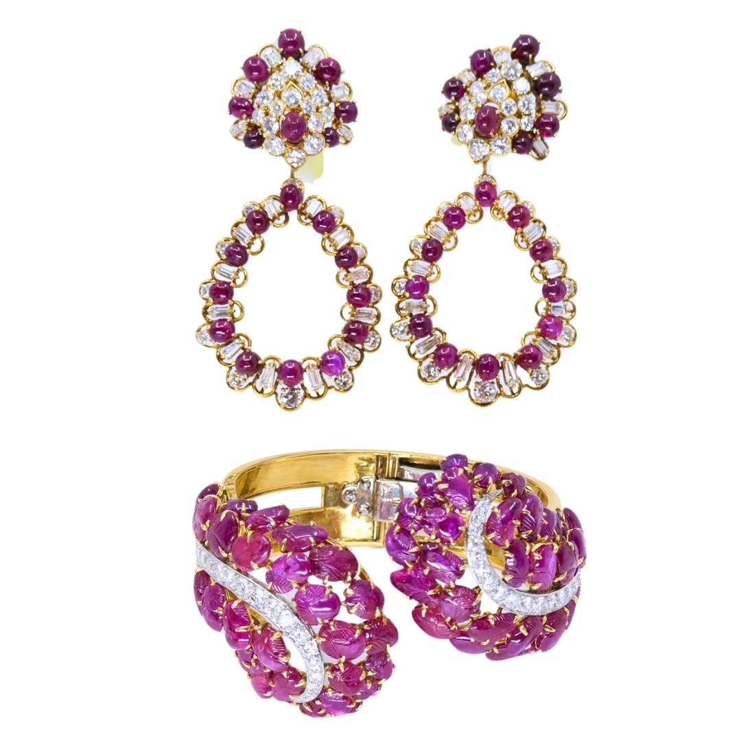 Boucheron Ruby Bracelet Diamond Gold Platinum Burmese Ruby GIA, French - 5