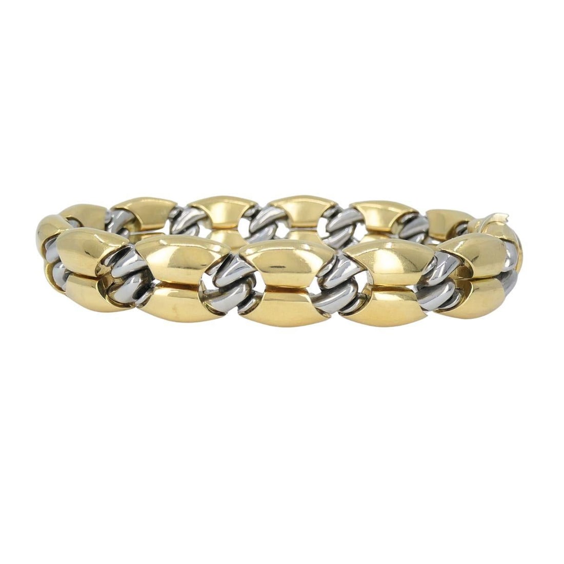 Vintage Bvlgari 18k Gold Steel Link Bracelet - 3