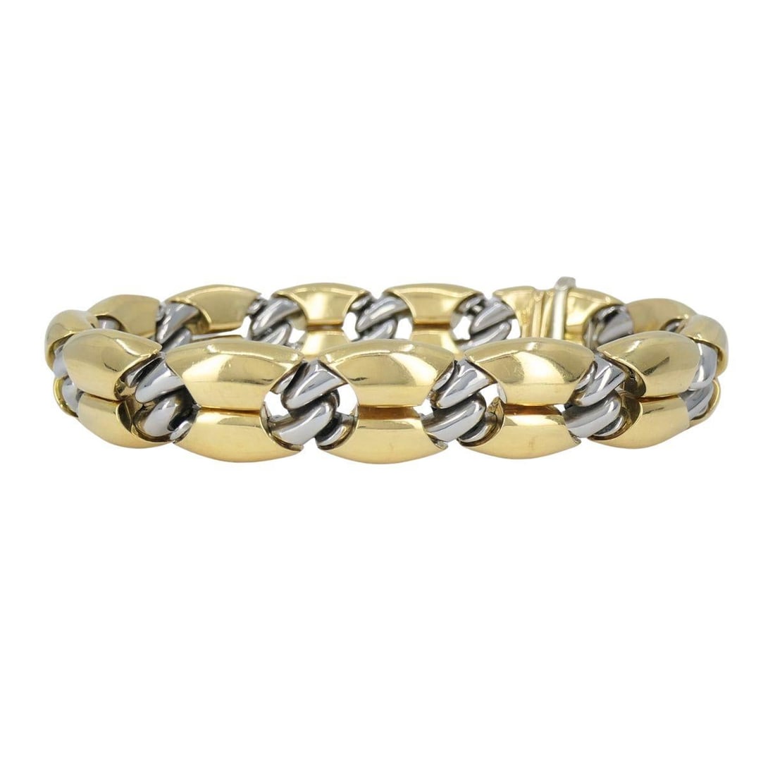 Vintage Bvlgari 18k Gold Steel Link Bracelet - 4