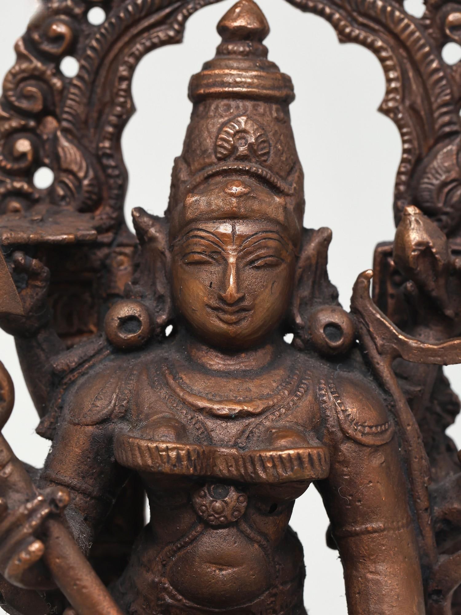 7" Goddess Mahishasura-Mardini (Devi Durga) | Copper Statue - 2
