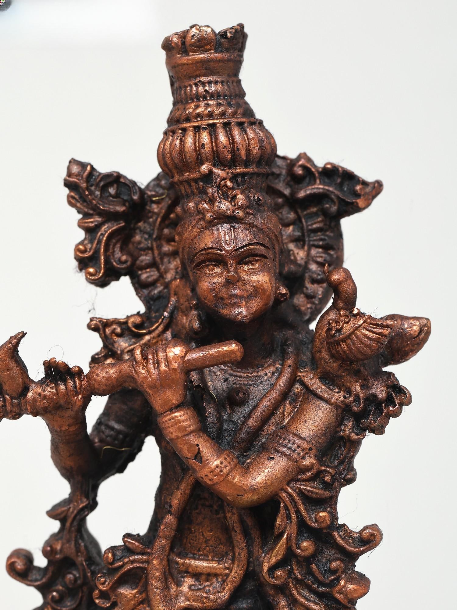 6" Small Fluting Lord Krishna | Copper Idol - 2