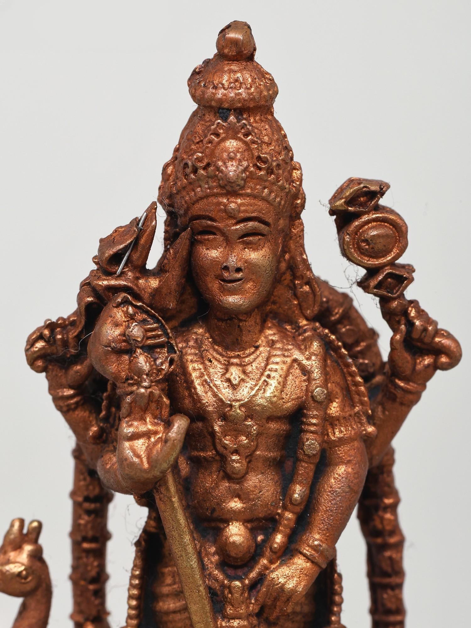 3" Small Standing Lord Murugan (Karttikeya) | Copper Statue - 2