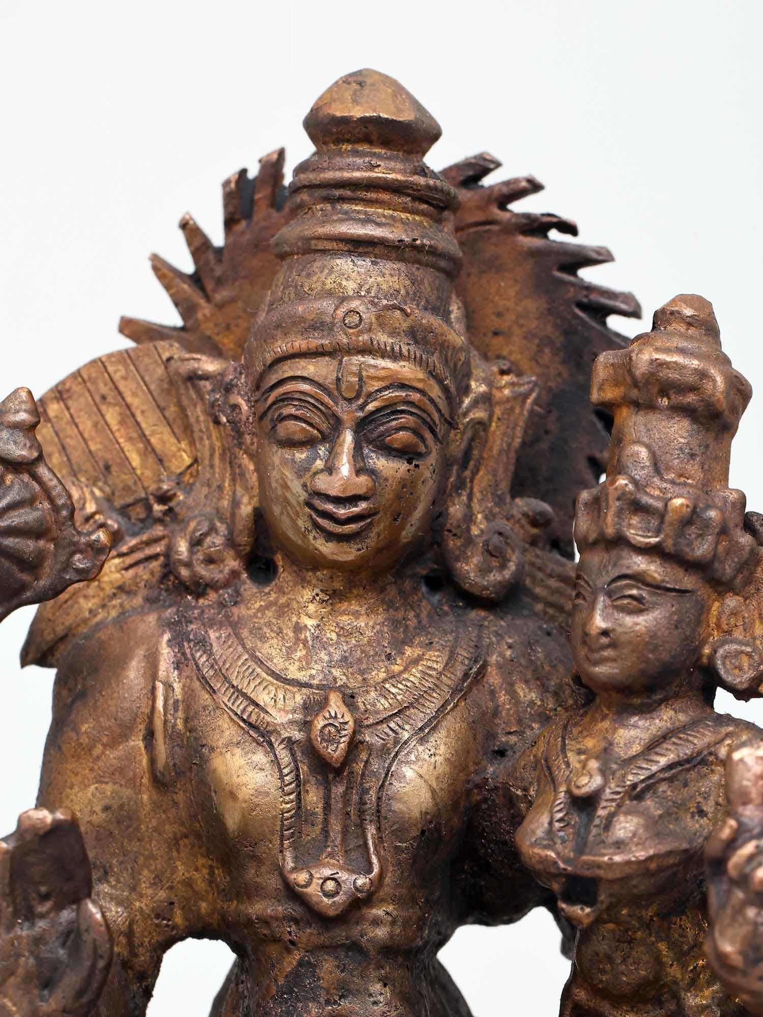 6" Siya - Ram with Hanuman | Copper Statue - 2