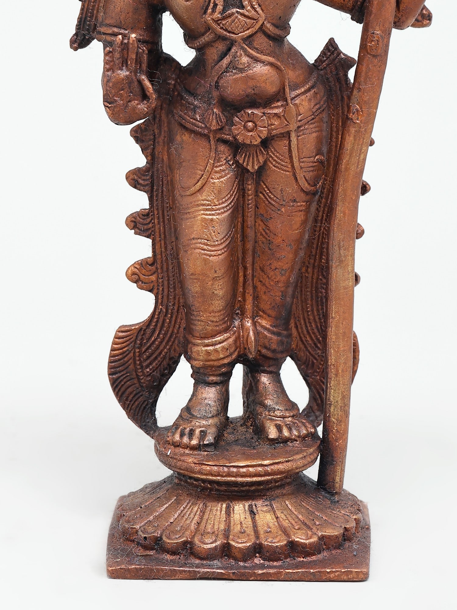 7" Standing Lord Shiva with Trident in Blessing Gesture | Copper Statue - 2