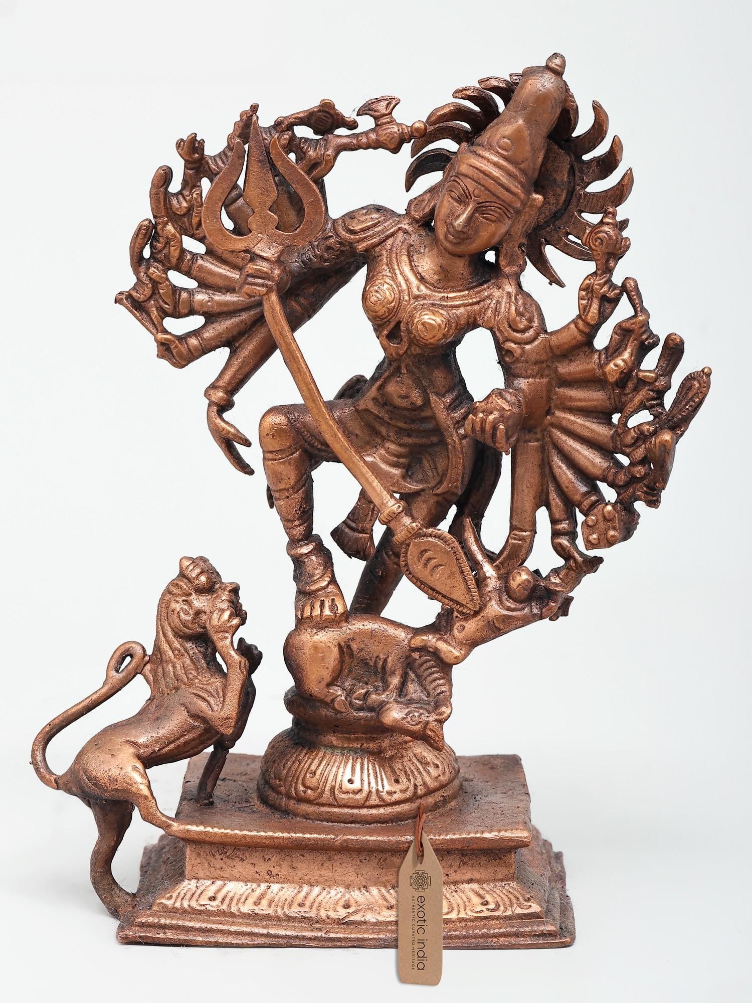 7" Goddess Durga (Mahishsura-Mardini) | Copper Statue (1 of 2)