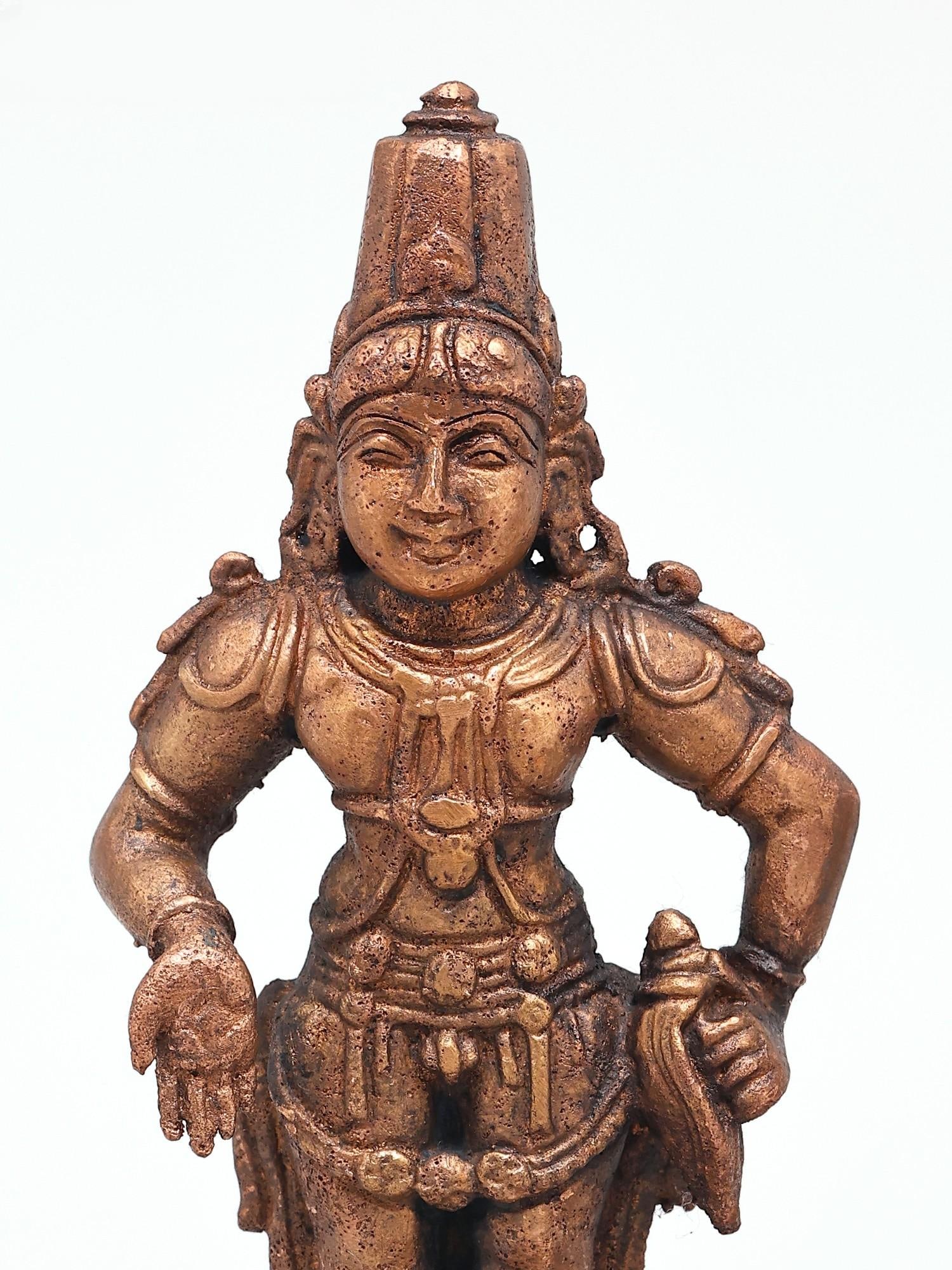 6" Standing Lord Vitthal (Panduranga) with Rukmini | Set of 2 Copper Statues - 2