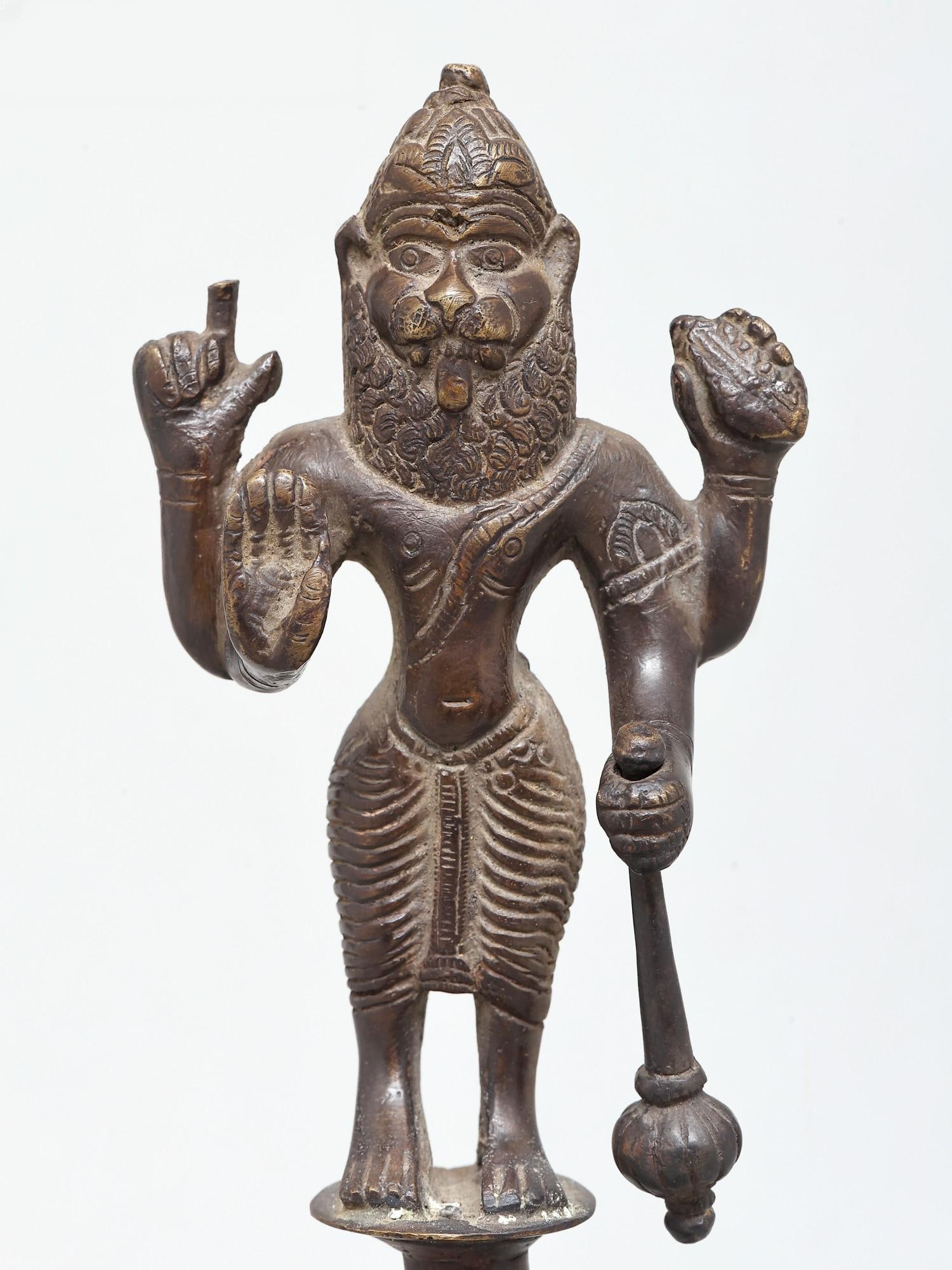 12" Lord Narasimha Bell in Bronze - 2
