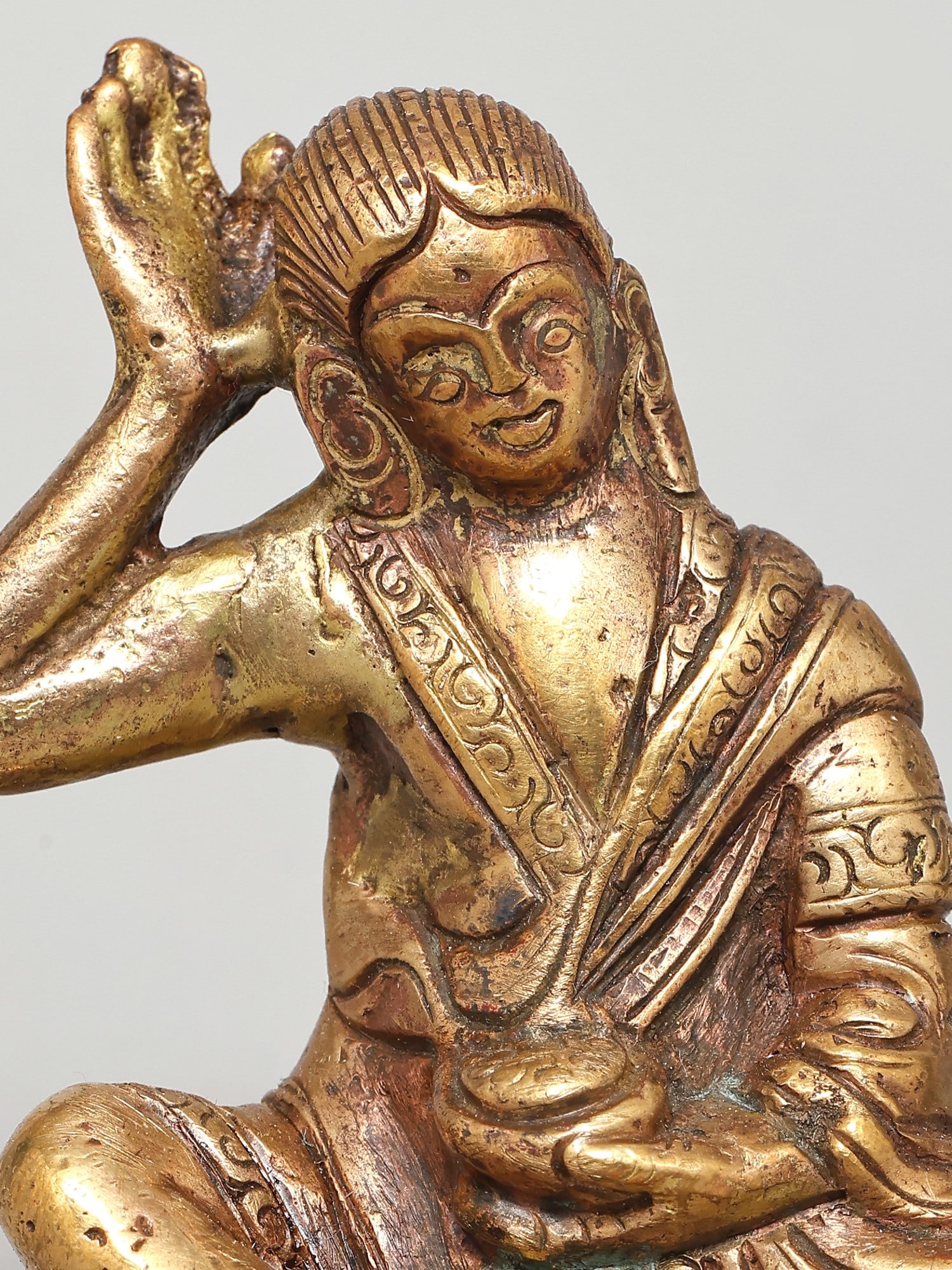 2" Small Tibetan Yogi Milarepa | Brass Statue - 2