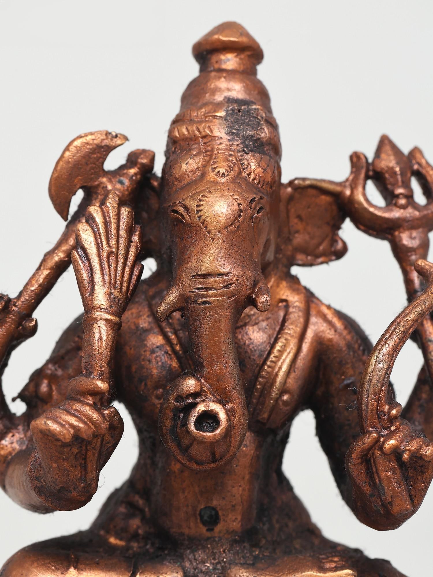 4" Small Bhagawan Ganesha | Copper Idol - 2