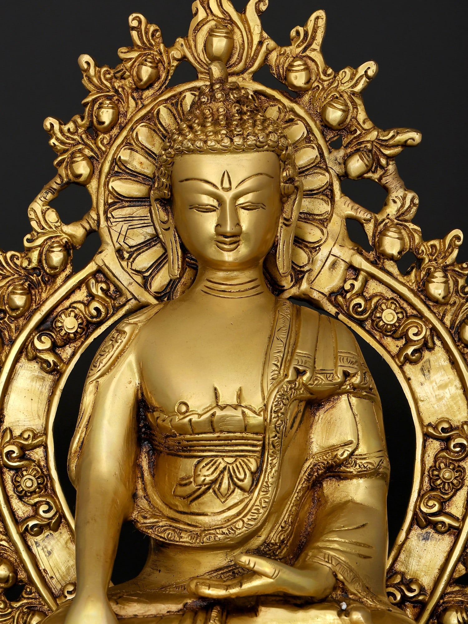 14" Lord Buddha Seated in Earth-Touching Gesture (Bhumisparsha Mudra) | Brass Statue - 2